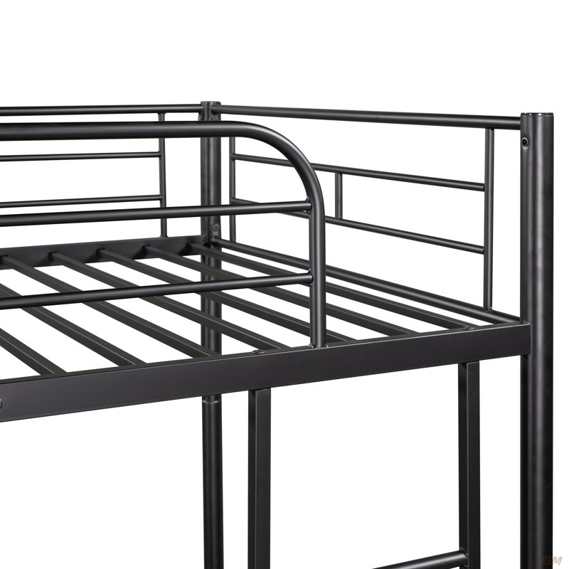 Twin Over Twin Metal Bunk Bed (Bed), Black