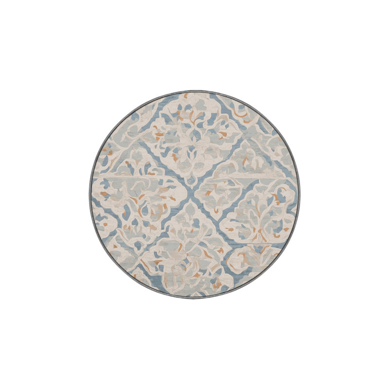 Machine Washable Gray Area Rug, Round 7'