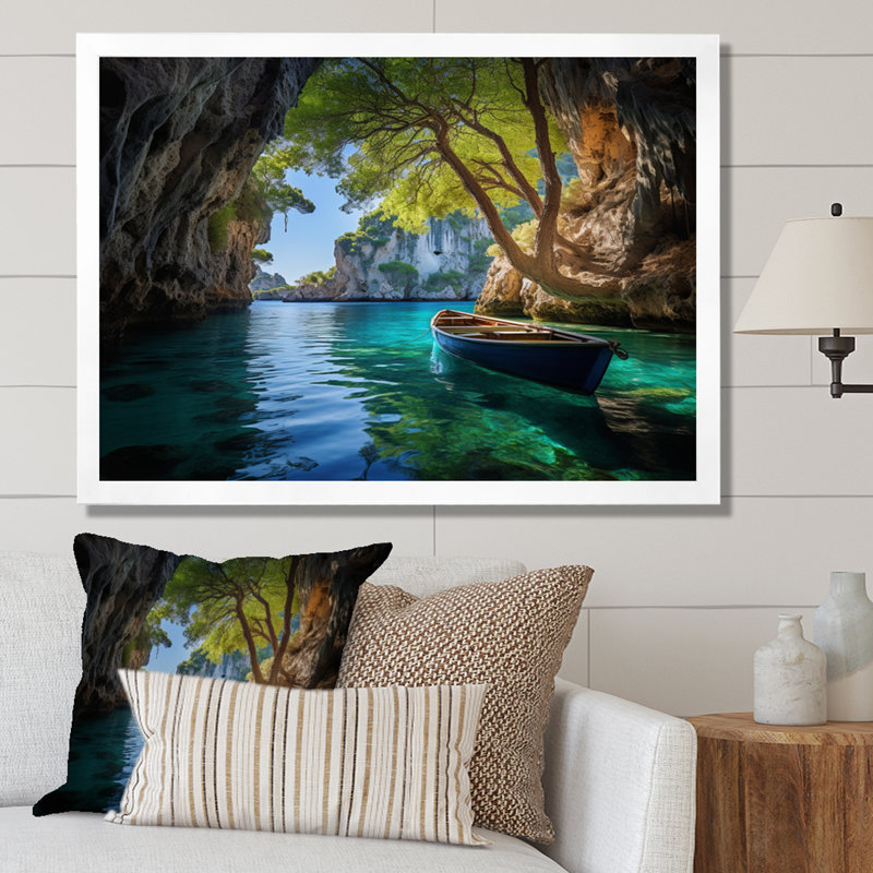 Bennith " Greece Zakynthos Secrets I ", H 34 po x l 44 po, Cadre simple blanc