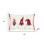 Coussin décoratif 14 "x 20" en coton rouge et ivoire avec broderies