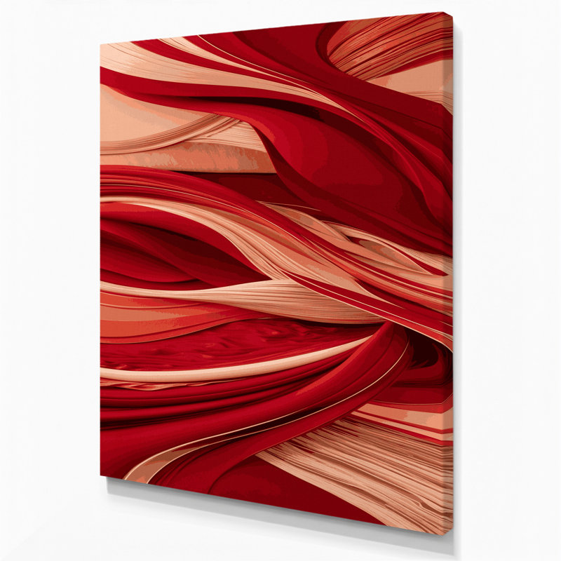 «Abstract Landscape 17», art mural sur toile rouge, H 20 po x l 16 po