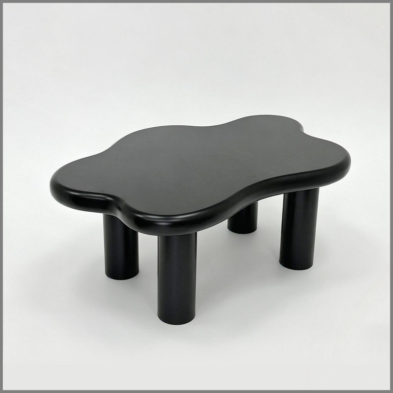 Table basse moderne de 40 pouces en forme de nuage, équipée de 4 pieds ronds pour assurer la stabilité structurelle, convenant à la décoration du salon, des appartements et des petits espaces avec un motif de nœuds d'arbre