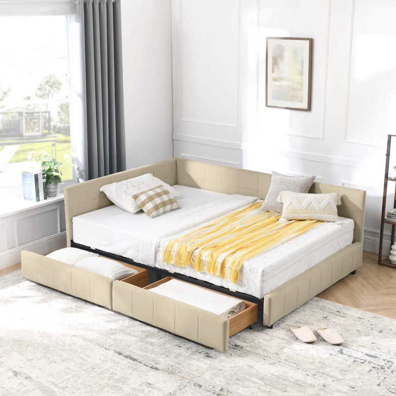 Full Size Storage Upholstered Tufted Bed Frame, Sofa Bed Frame With Comfortable Backrest And Armrests, Full Size Bed For Bedroom, Living Room,Velvet