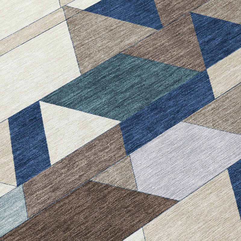 Machine Washable Indoor/Outdoor Chantille ACN2526 Geometric Rug, Navy, Rectangle 10' x 14'