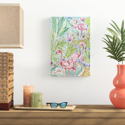 «Flamingo Paradise I», peinture sur toile
