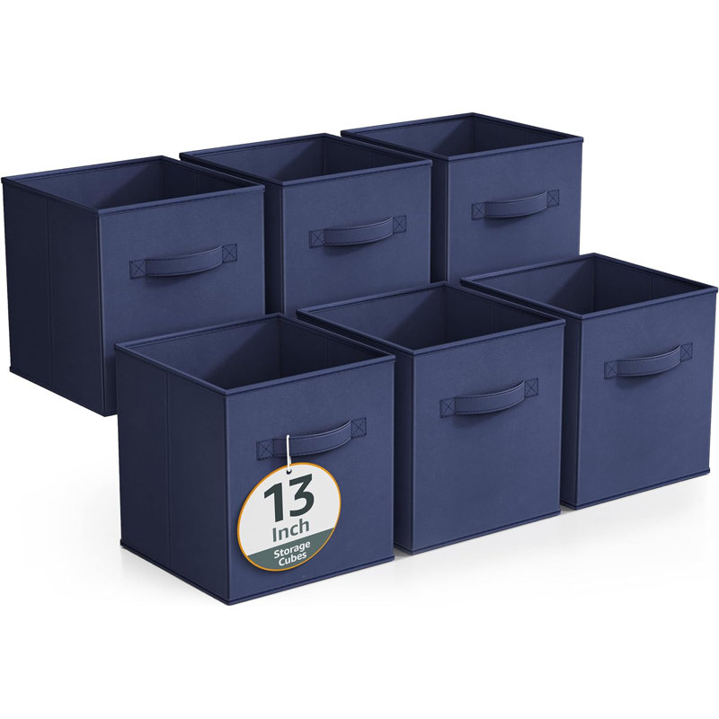  Sorbus 6 Pack 13 Inch Foldable Storage Cubes with Handle- for Organizing Home, Shelves, Nursery, Playroom, Closet and More, Navy Blue
