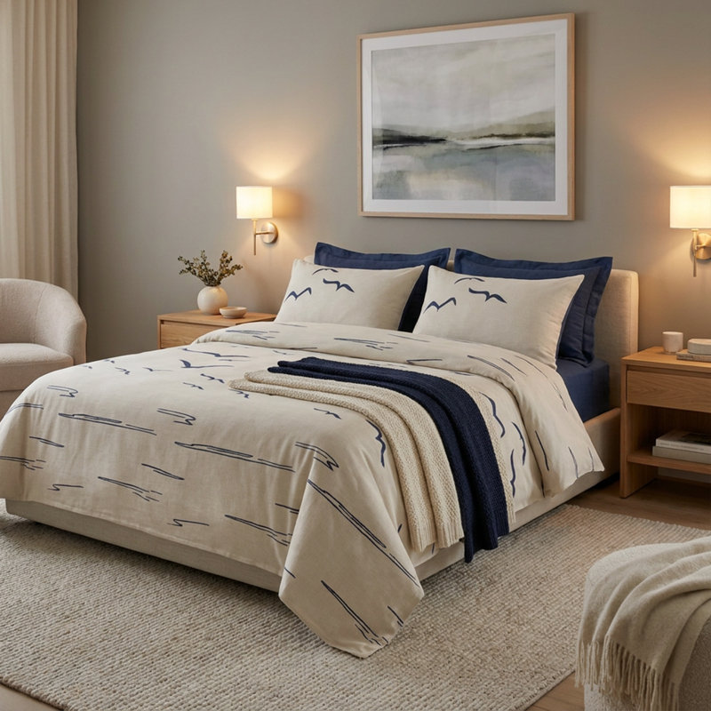 Cotton Blend Machine Printed Abstract Coverlet