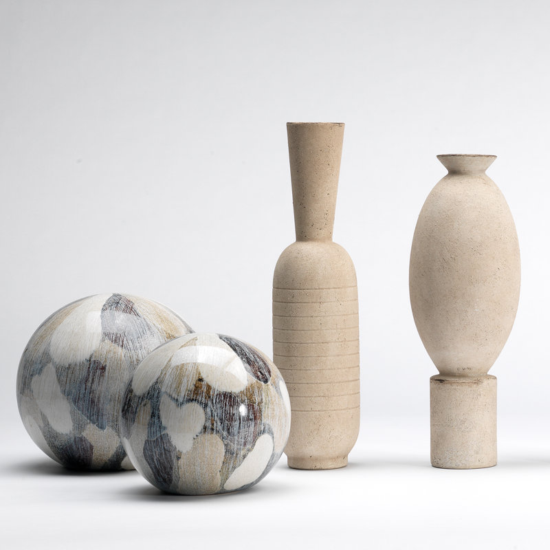 Handcrafted Off-White Ceramic Table Vase with Rustic Finish