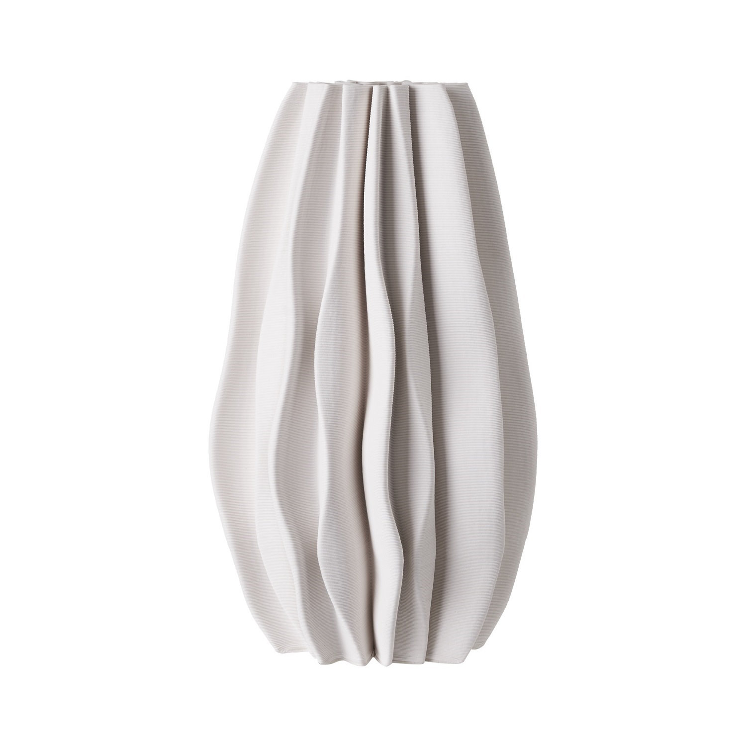 Ceramic 3D Printed Vase White, 12" H x 6" W x 6" D