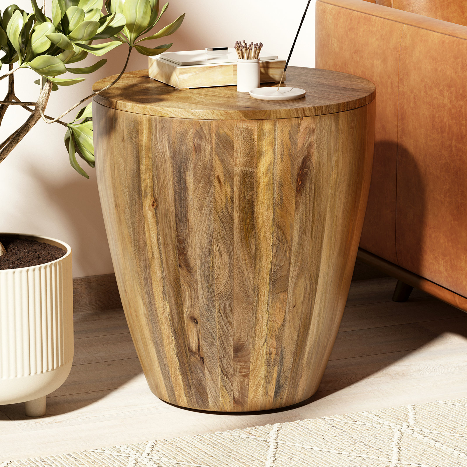Vivenne 21" Mango End Table, Natural