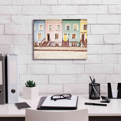 Latitude Run® 'Chelsea Houses All Lined Up Spring' By Keri Bevan, Giclee Canvas Wall Art, 16"X12"