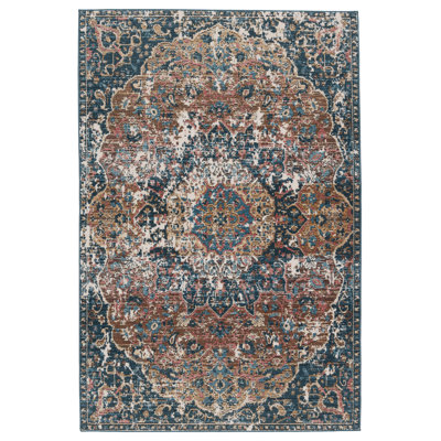 Forand Vintage Turkish Distressed Medallion Multicolor Indoor Area Rug