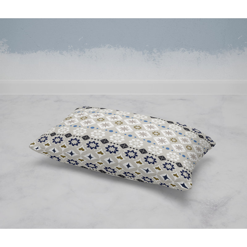 Shape Synergy  Rectangular Throw Pillow, Blue/Silver