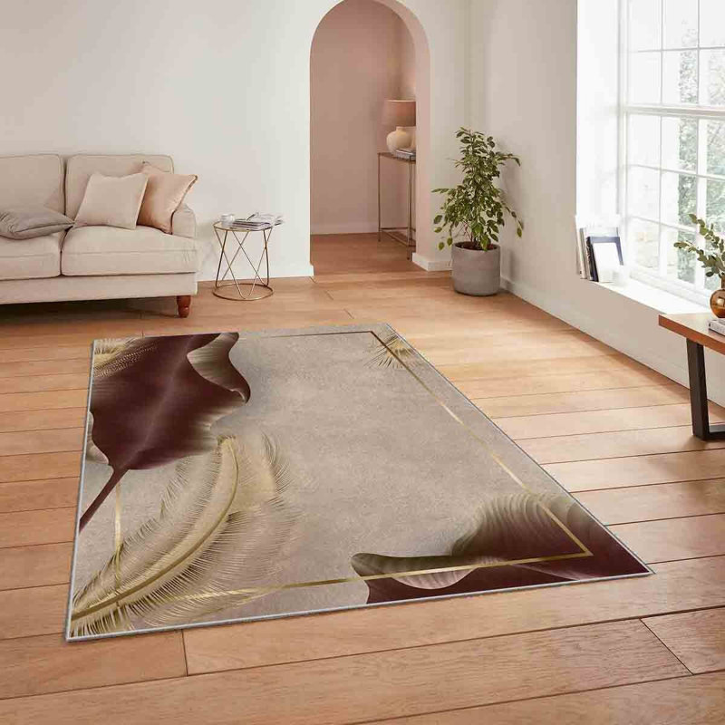 High-Quality Woven Carpet, 5.2 x 7.5 Feet, 100% Polyester, 740 g/m² | Non-Slip Felt Dot Underside, 0.16 in Pile Height | Machine Washable (30°C), Easy to Clean | Stylish Digital Print, Perfect for Living Room & Bedroom