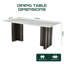 Table de salle à manger rectangulaire de 69,30 pouces de style moderne, verre trempé avec plateau en marbre, pieds de table brossés mat