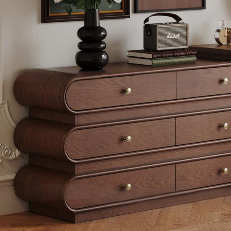 Commode en bois massif de style rétro, Brun