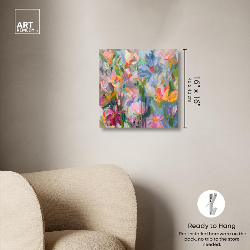 Ethereal Flower Abstract Canvas Art in 16" x 16"