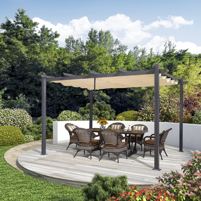3.65m x 3m Aluminium Pergola, Khaki