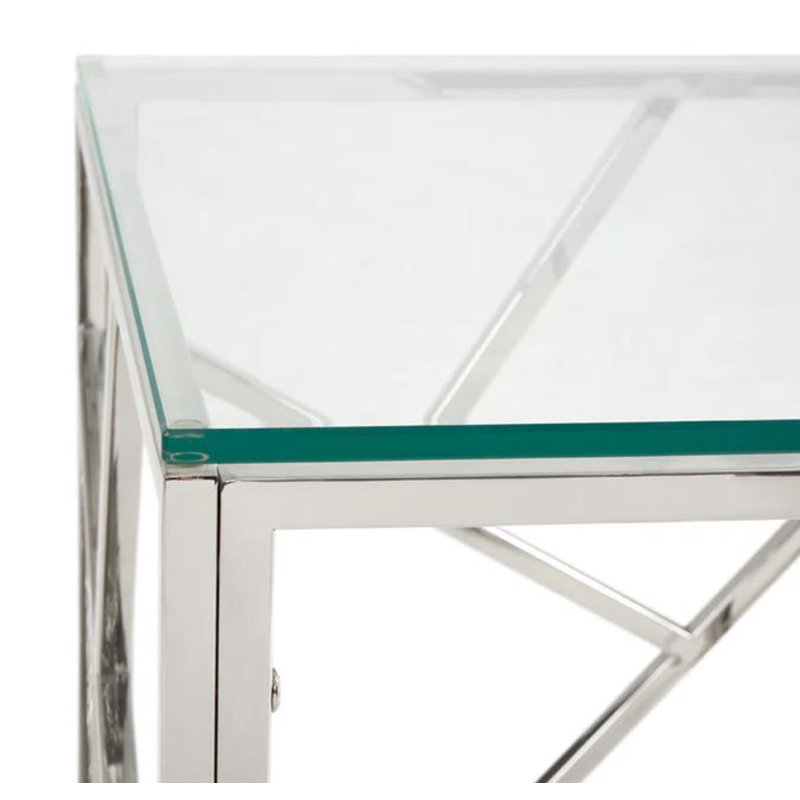 Ozuna Square Side Table, Silver