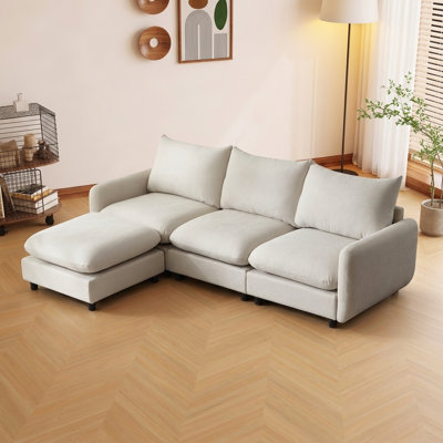 99 in. 4-Piece Contemporary Modular L-Shaped Sectional Sofa with Ottoman