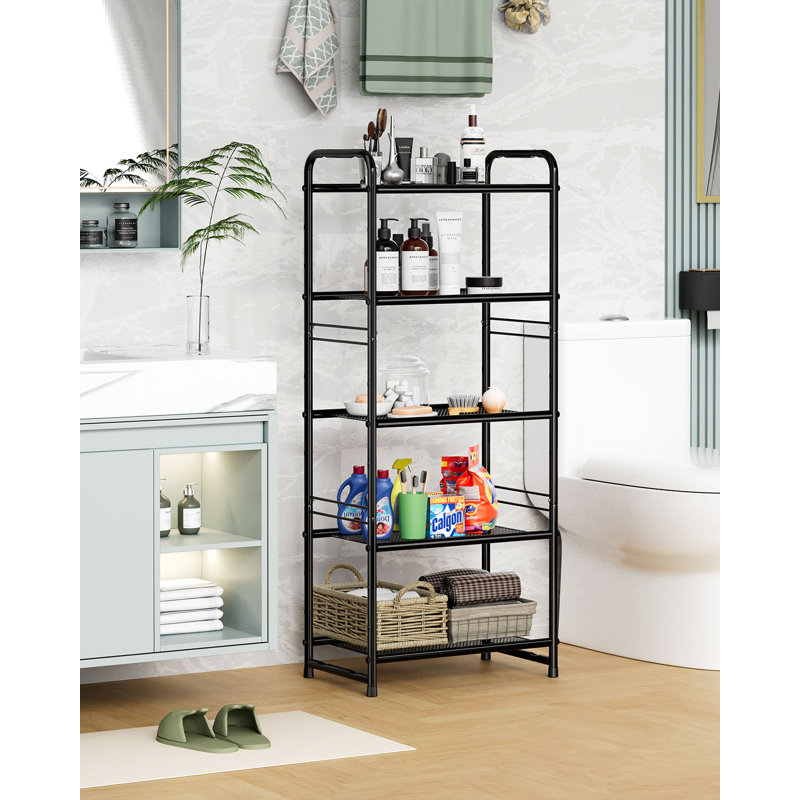 17.7'' W Iron Height -Adjustable Storage Rack, Black