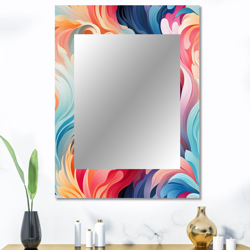 Helladius - Abstract Decorative Mirror On Metal, 40 po x 30 po
