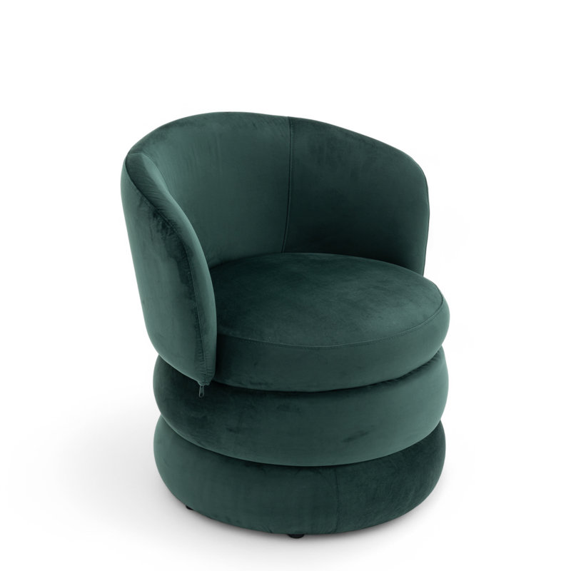 Upholstered Swivel Barrel Chair, Bottle Green Velvet