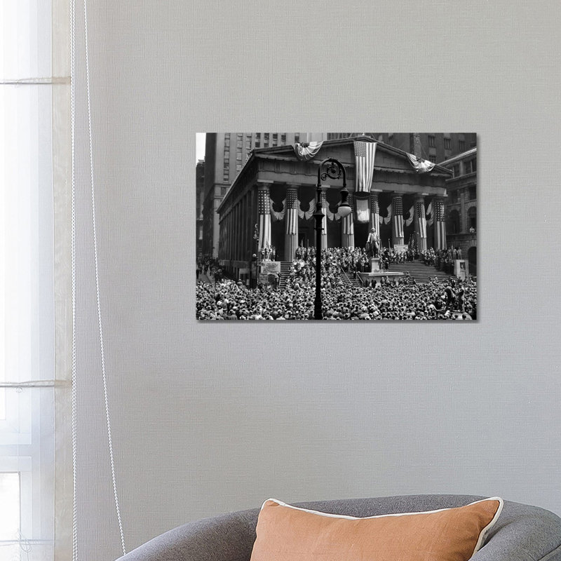 1942 WW II War Bond Rally Federal Treasury Building New York Stock Exchange Wall Street Manhattan New York City USA - Wrapped Canvas Print