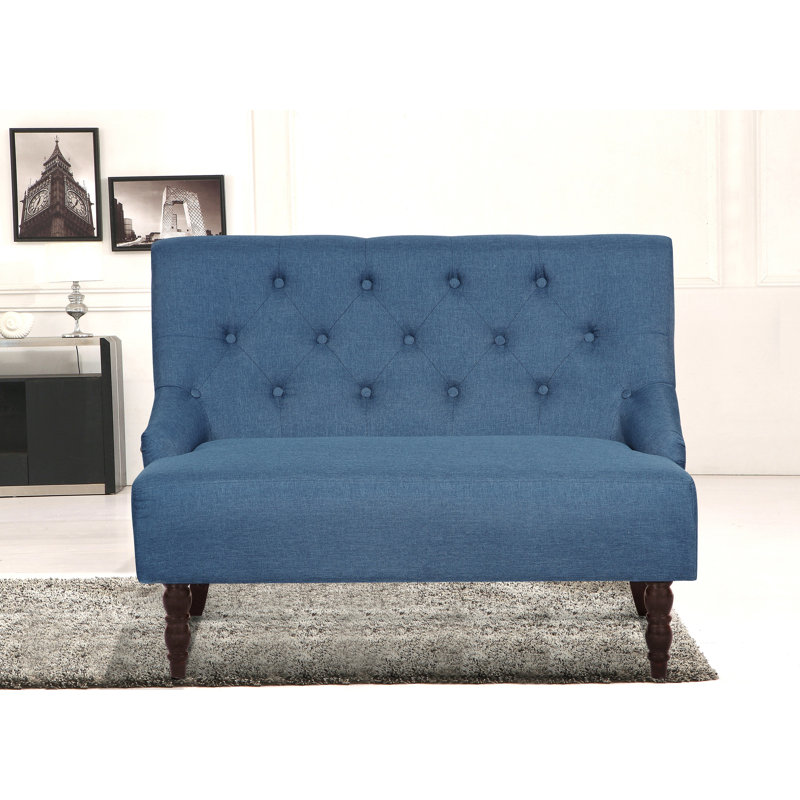 Nixa Upholstered 43.7'' Loveseat, Ocean Blue Linen