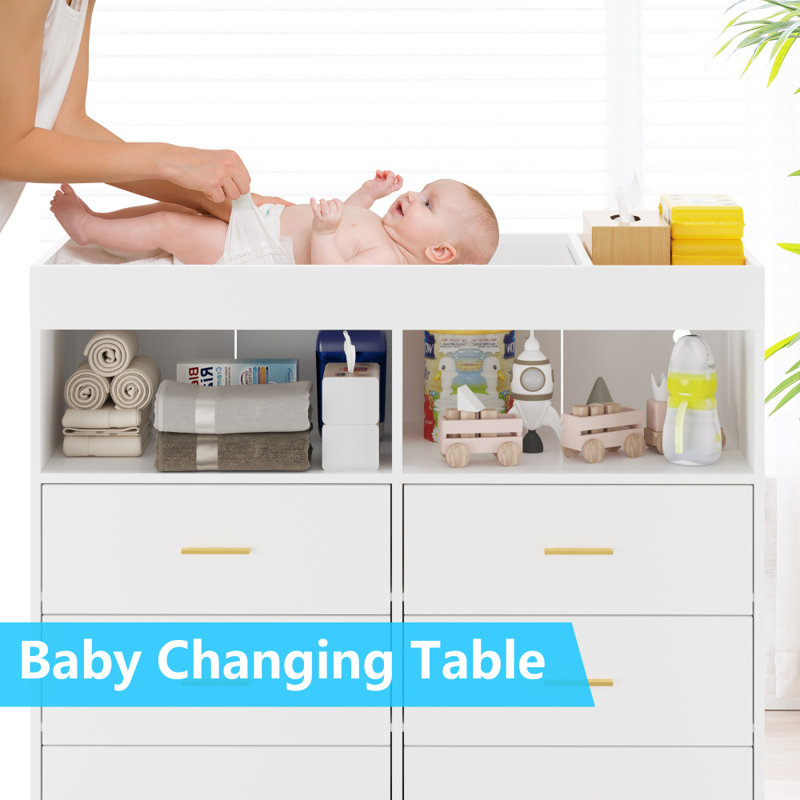 infant dresser changing table COSTWAY Baby Diaper With 3 Drawers and Safety Belt-White REBEL side drawers are ideal for diapers Drawers Newborn Changing Table Essentials