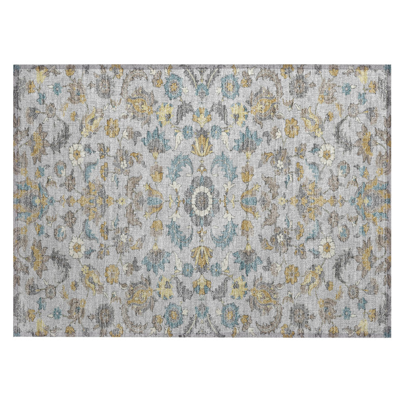 Machine Washable Indoor/Outdoor Chantille ACN2473 Global Rug, 1'8" x 2'6", Silver