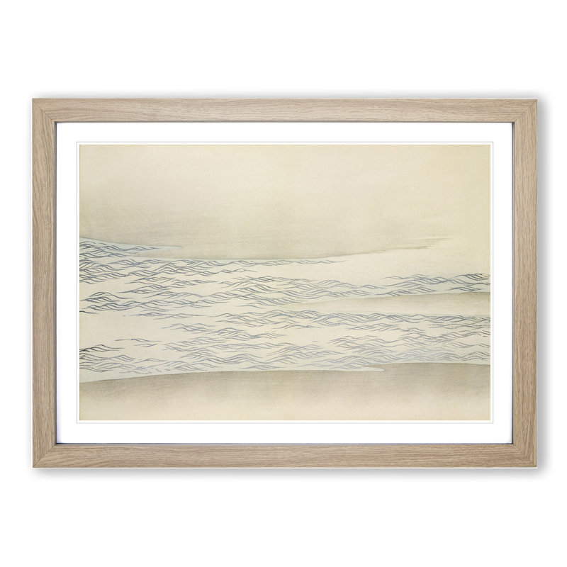 The Ocean Waves by Kamisaka Sekka - Framed Print, 36cm H x 48cm W x 2cm D, Oak Framed