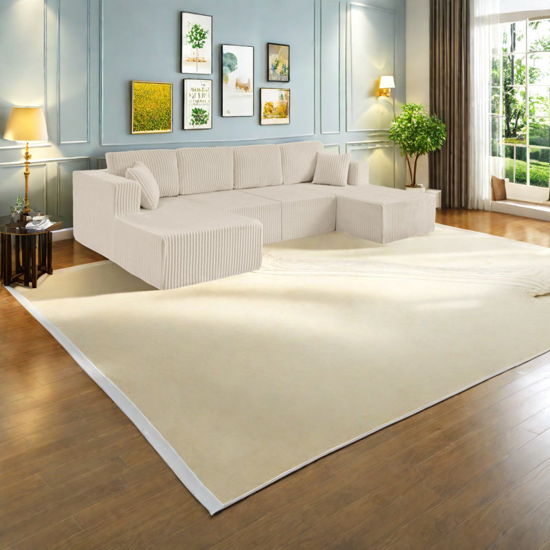 Canapé modulaire spacieux, canapé rembourré en mousse beige, canapé de salon polyvalent