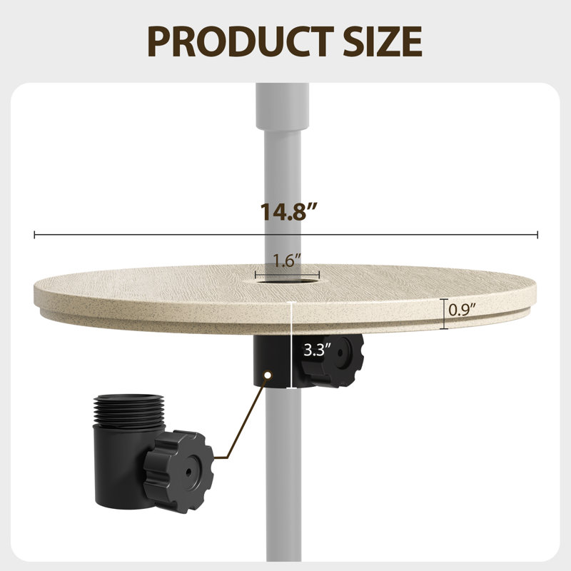Patio Outdoor Umbrella Table Tray, Beige
