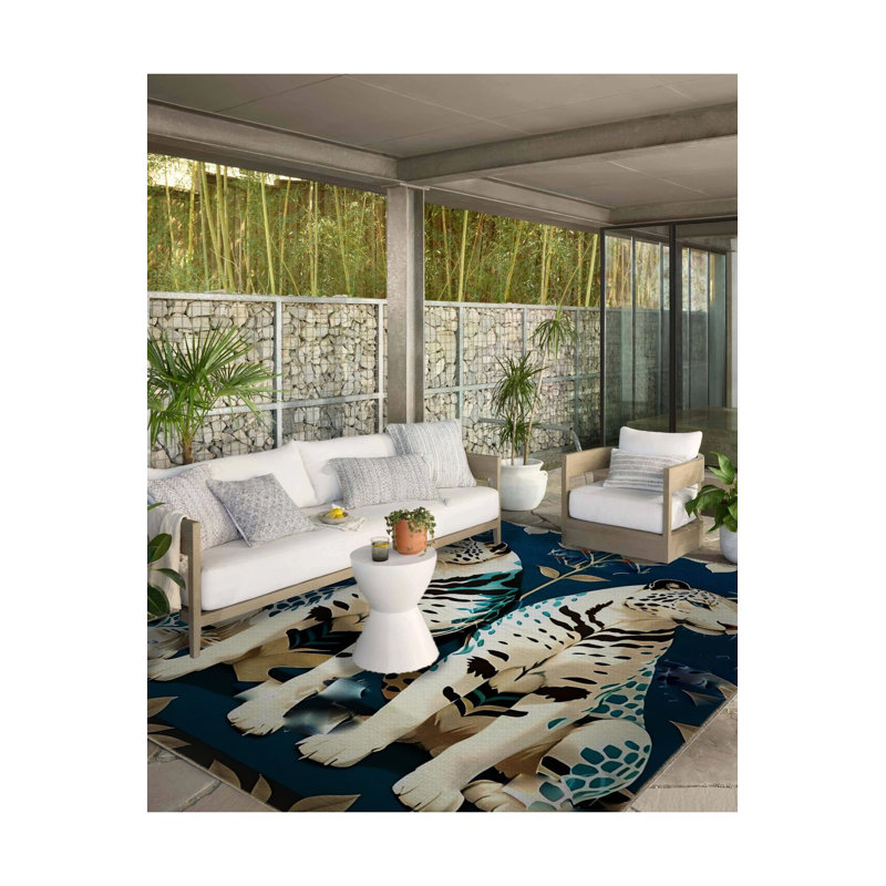Tapis décoratif moderne à motif de tigres blancs, Sous-tapis rectangulaire 3 pi 11 po x 5 pi 11 po i