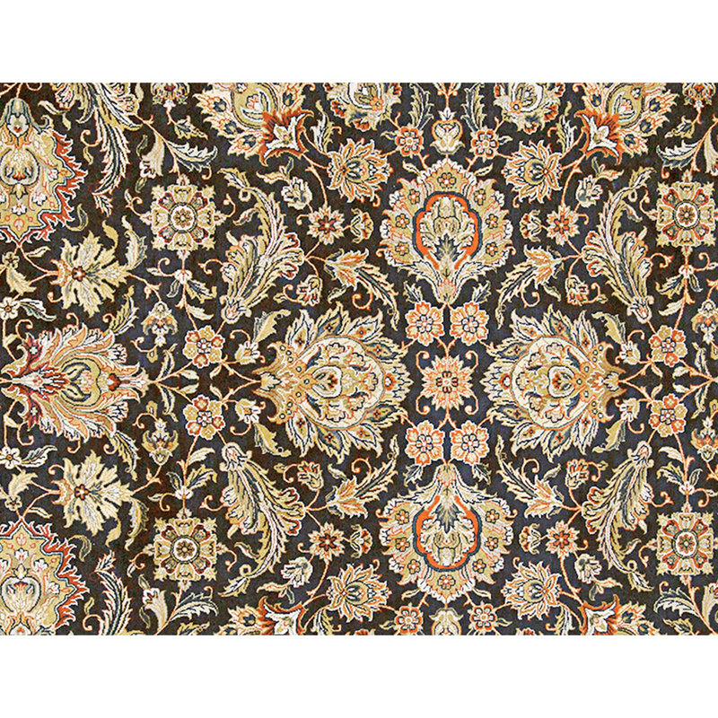 Hand Knotted Wool Area Rug in Black And Ivory
