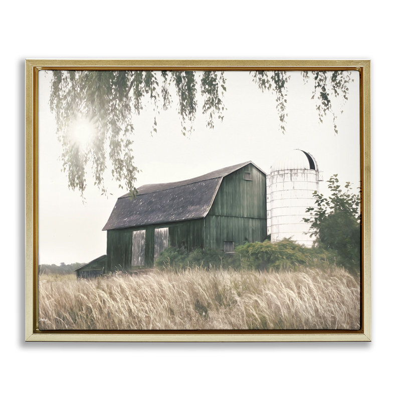 «Green Rustic Barn» par Lori Deiter, Cadre flottant métallique doré, H 17 po x l 21 po