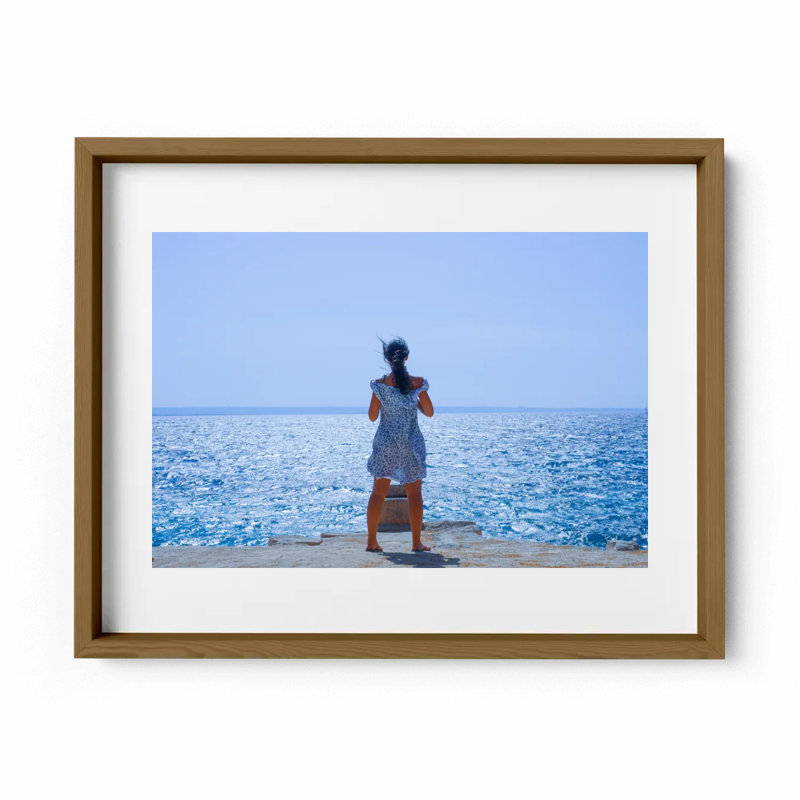 Calypso's Blues Print by Joseph Regan, 22" H x 26" W x 0.75" D, Walnut