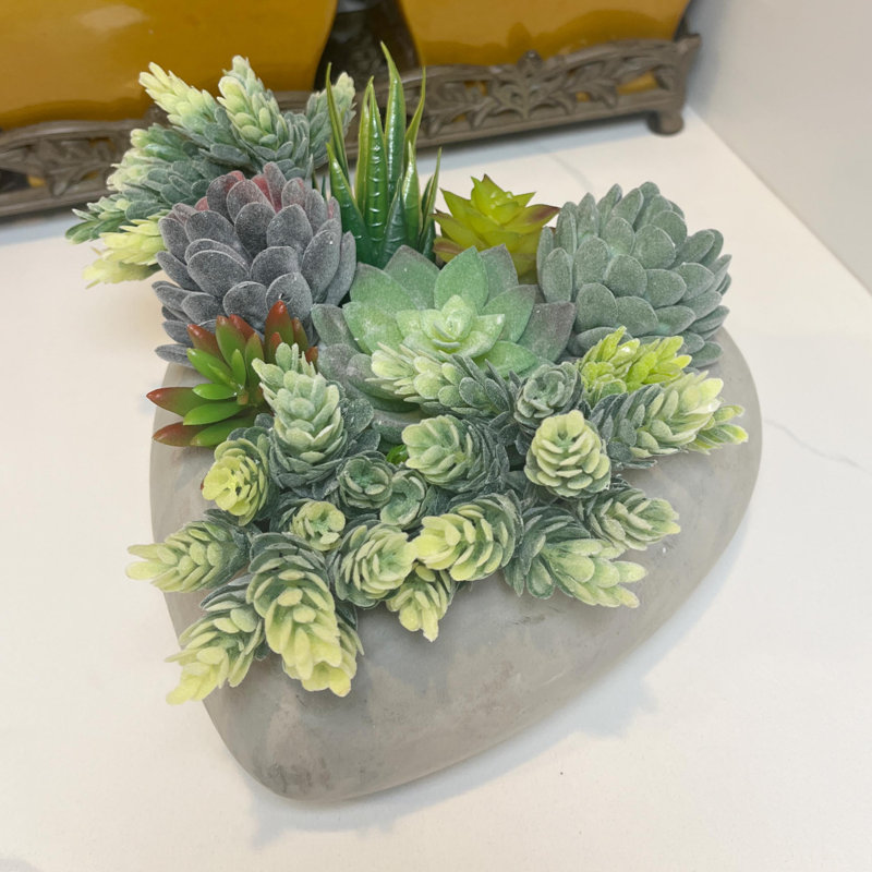 Heart-Shaped Gray Concrete Succulent Planter Pot