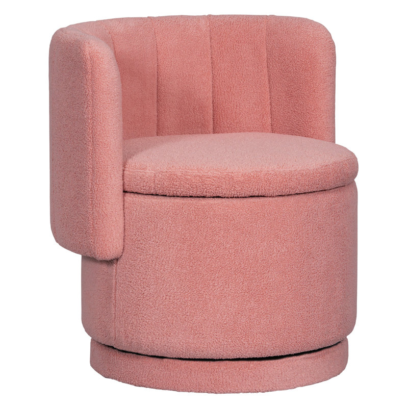 Chaise rose avec rotation à 360 degrés et rangement pour le salon de chambre à coucher avec cadre exceptionnel, Rose