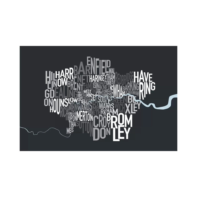 London Text Map by Michael Tompsett - Wrapped Canvas Print