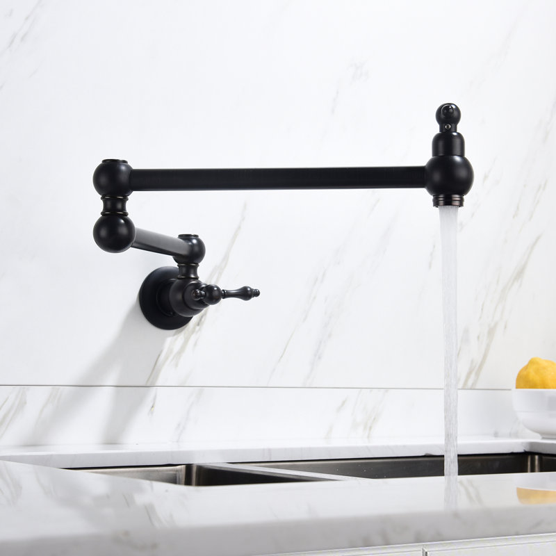 Wall Mounted Pot Filler Faucet, Matte Black