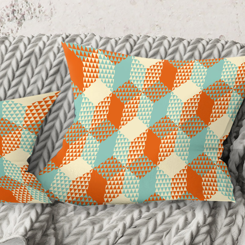 Coussin rétro à motif hexagonal rétro - Mid-Century, 18 po x 18 po