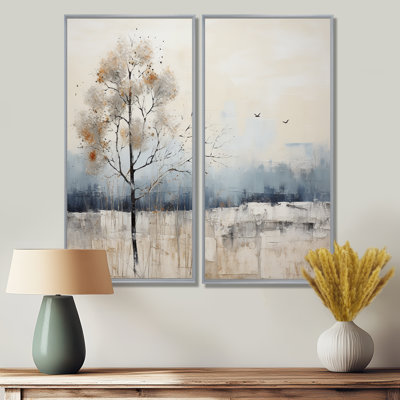 Minimalisme beige et bleu campagne II - campagne, art mural