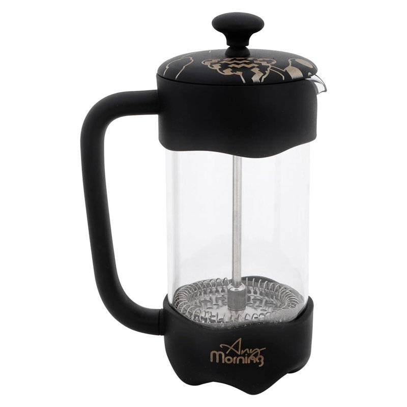 Cafetière 11 oz en verre borosilicaté avec filtre à 3 couches en acier inoxydable et poignée résistante à la chaleur