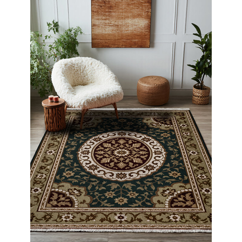 Tapis en coton et polyester à imprimé numérique Isabel Collection Isabel, Rond 3 pi 4 po