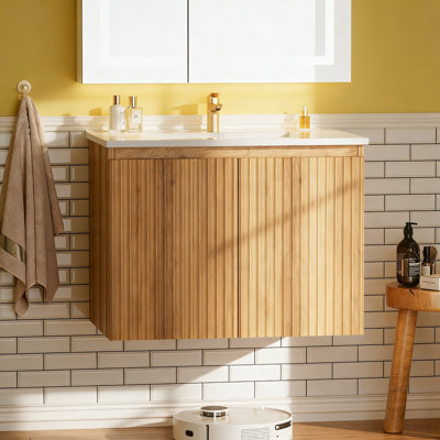 Armoire de salle de bain murale pliable 30 po - Économie d'espace, assemblage sans outil, écologique, finition mate, charnières silencieuses, panneaux 3D