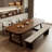 Nut-brown Rectangular Solid Wood Dining Table-107803212
