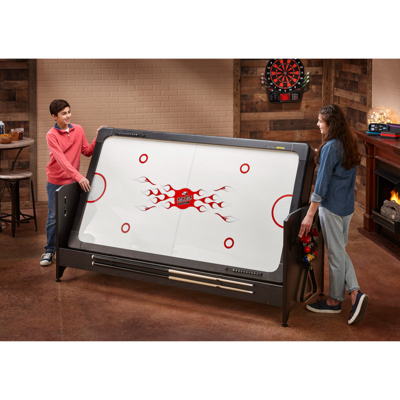 Red 7-Foot 3-in-1 Multi-Game Table with Rotation