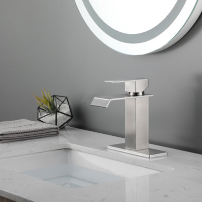 Modern Waterfall Spout Bathroom Faucet, Single Handle, Stainless Steel Appearance Sink Faucet With And Single Control,